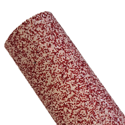 chunky glitter raspberry sprinkles coloured roll on a white background