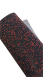 chunky glitter red and black coloured roll on a white background