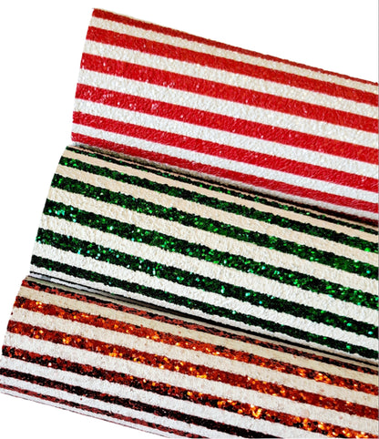 chunky glitter red, green, brown and white roll on a white background