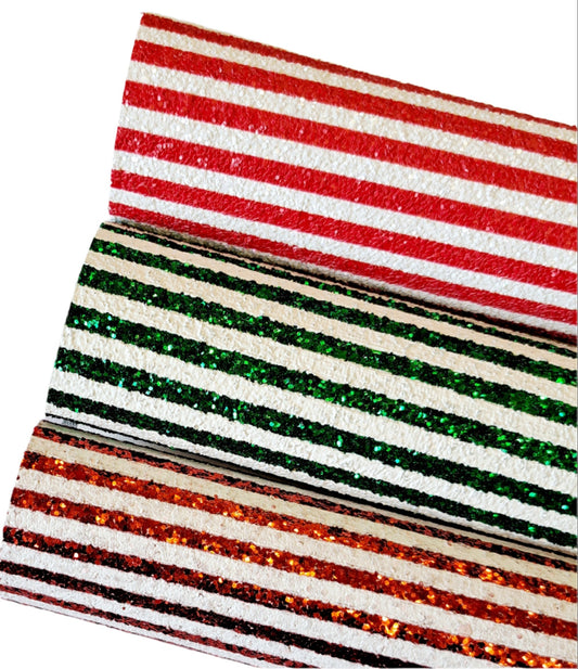 chunky glitter red, green, brown and white roll on a white background