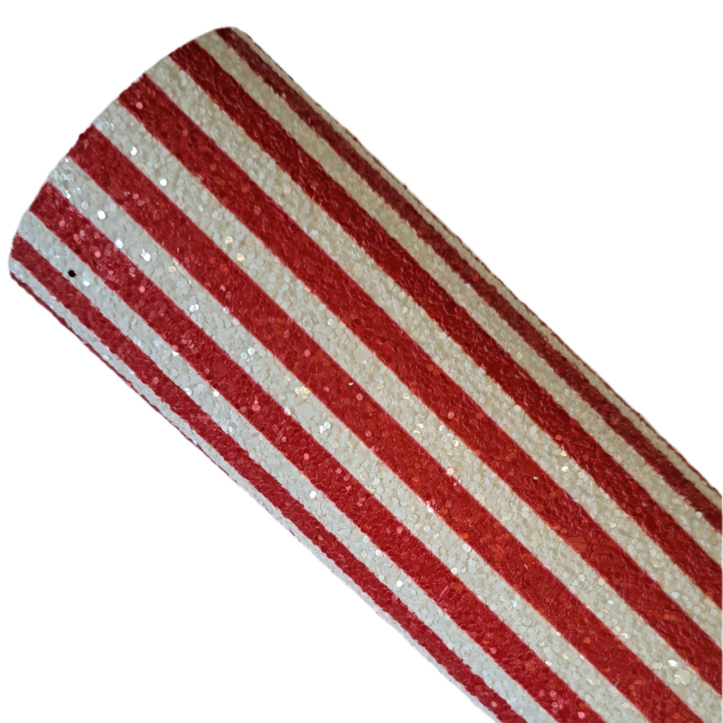 chunky glitter red and white roll on a white background