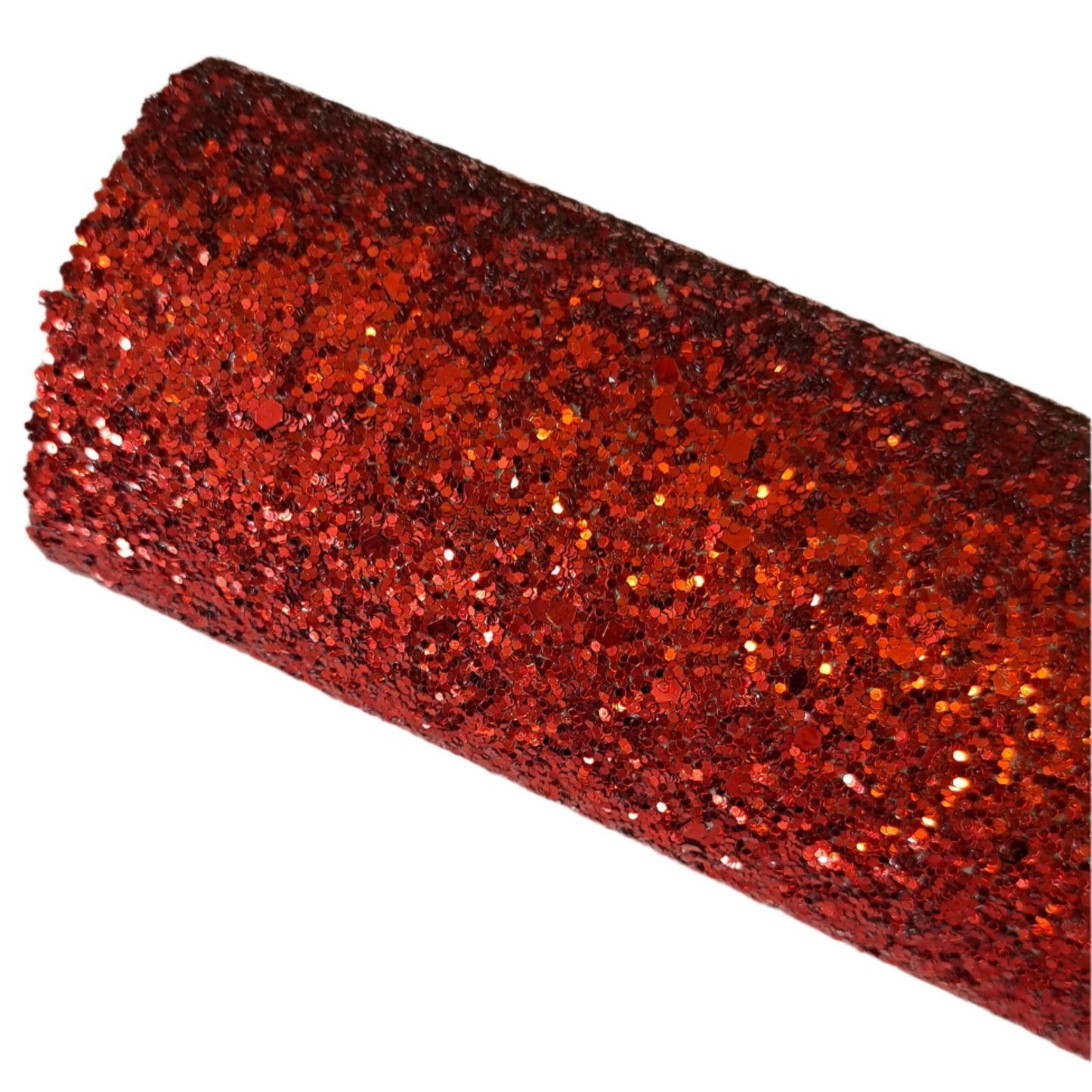 chunky glitter red coloured roll on a white background