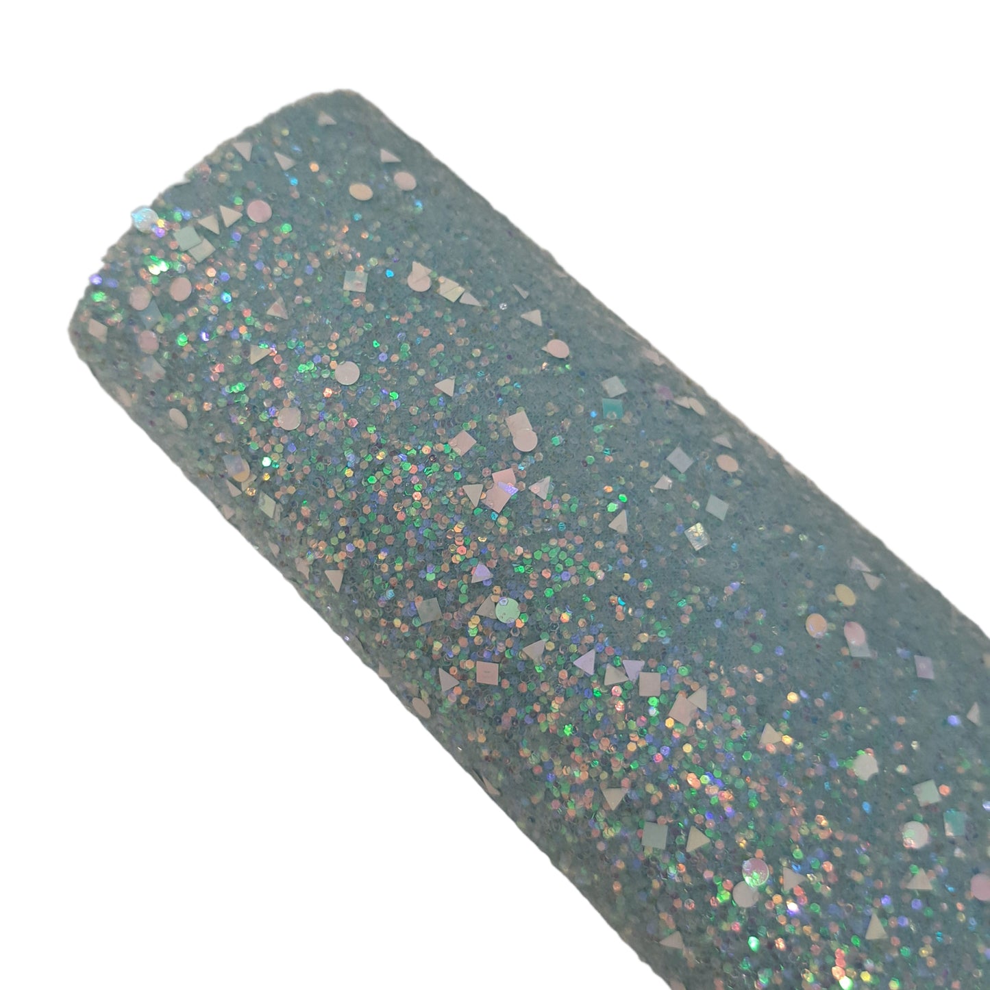 chunky glitter sky blue roll on a white background