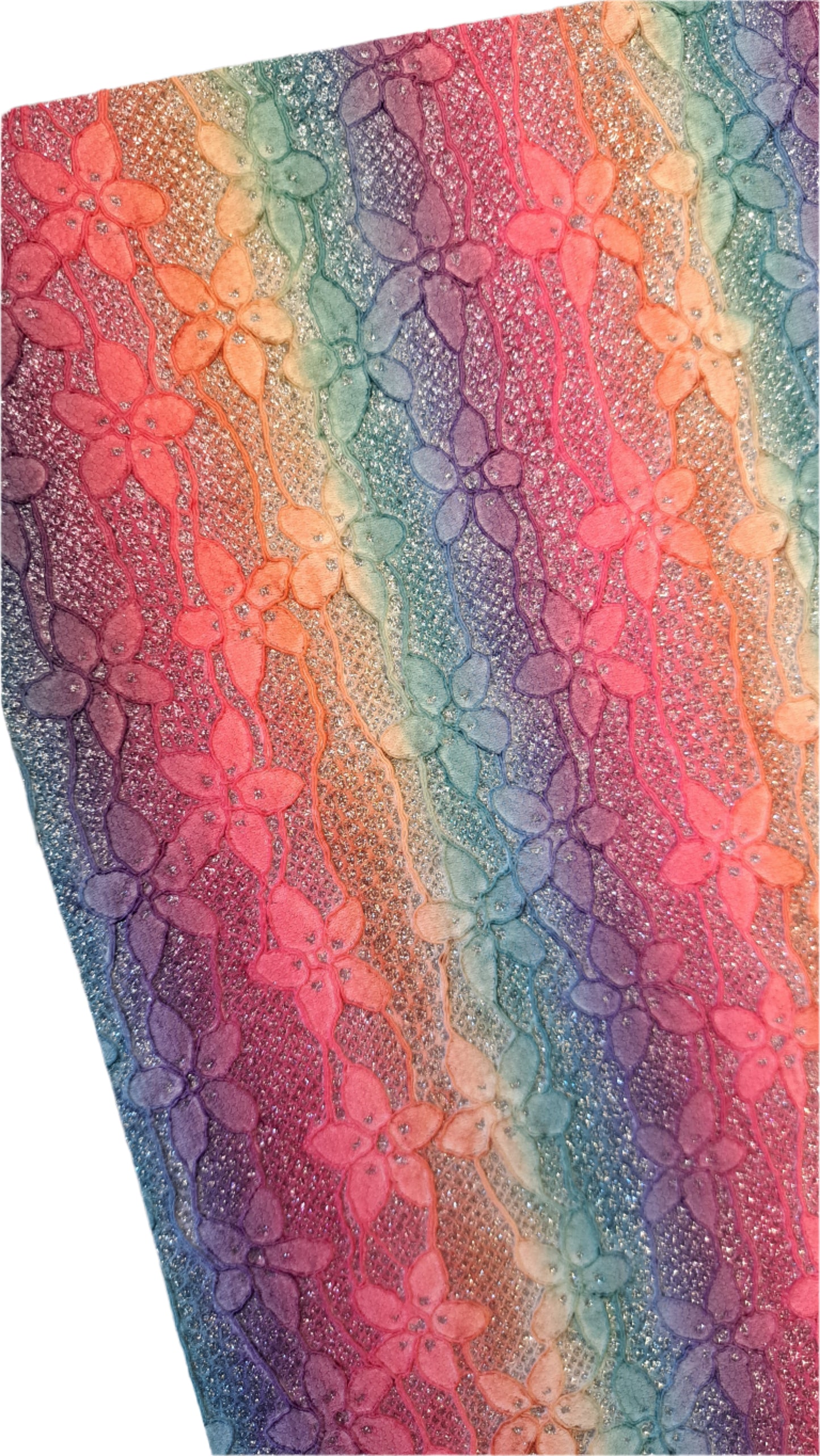 chunky glitter red, blue and yellow stripes coloured roll on a white background