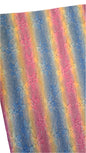 chunky glitter red, blue and yellow stripes coloured roll on a white background