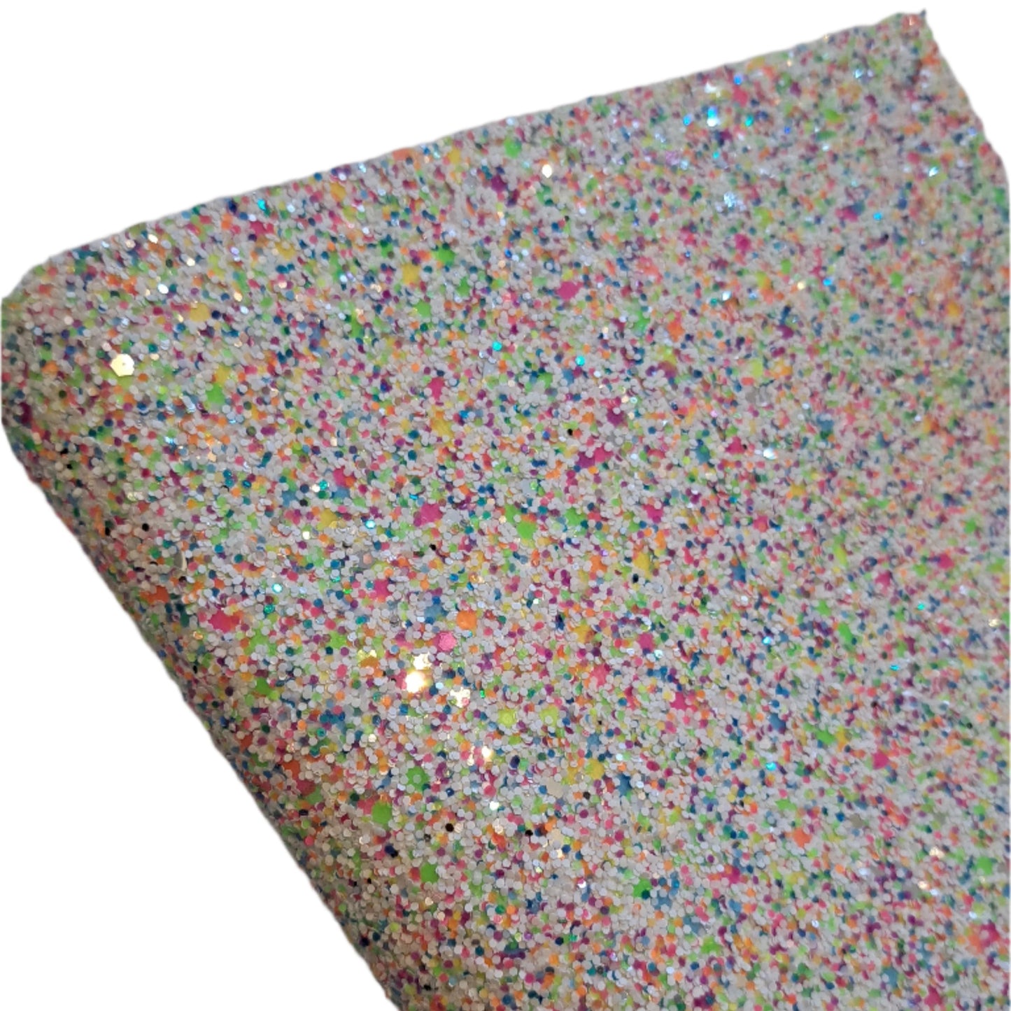 chunky glitter tutti fruitie coloured roll on a white background