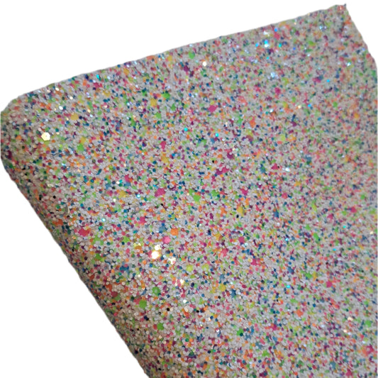 chunky glitter tutti fruitie coloured roll on a white background