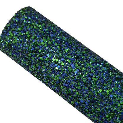 chunky glitter under the sea blue green coloured roll on a white background