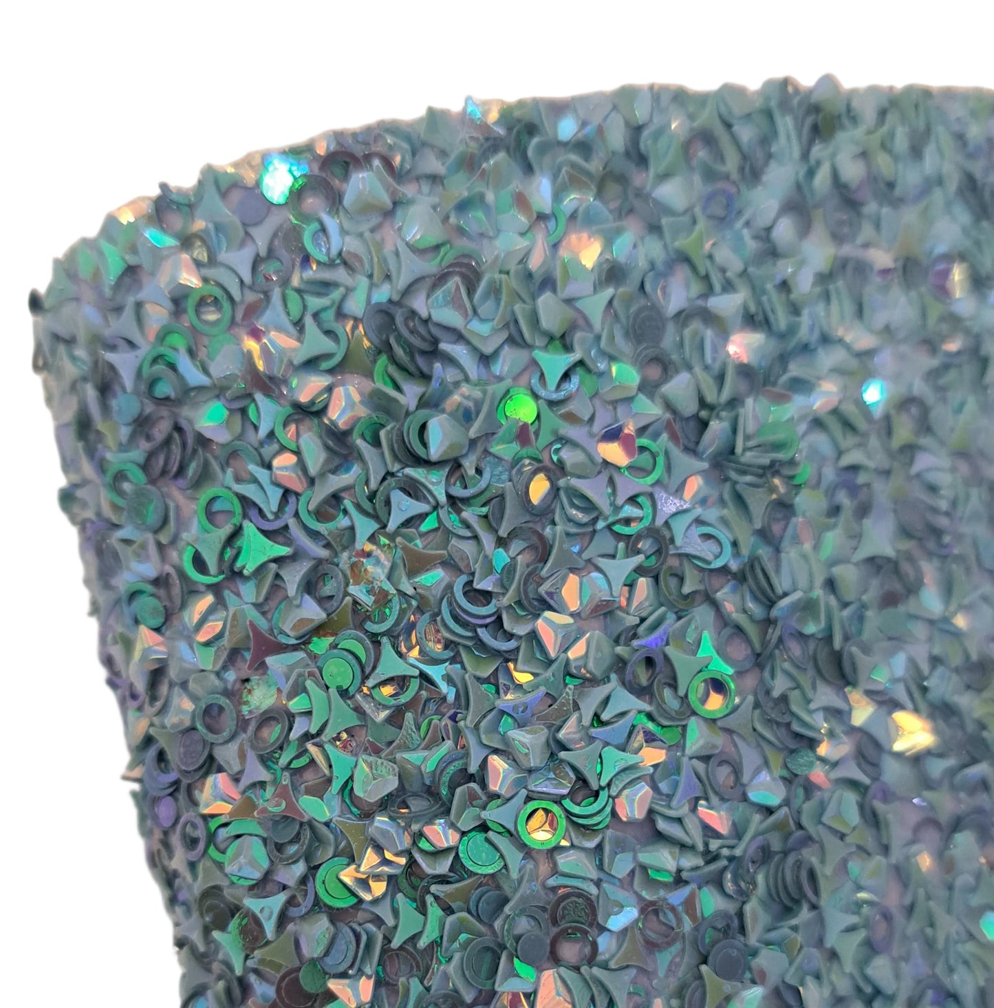 Chunky luxury blue shapes glitter. Twill back 