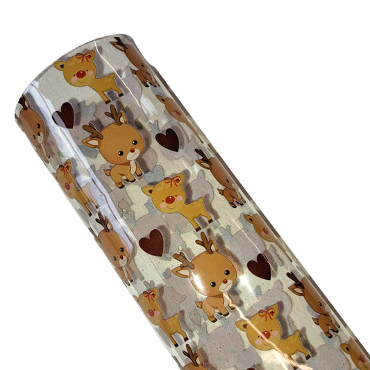 Jelly Fabric With Reindeer,s on