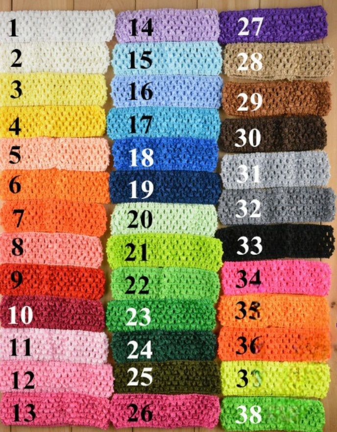 Collection of crocheted swatches in various colors arranged in a grid.
