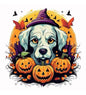 DTF Halloween dog and pumpkins iron on