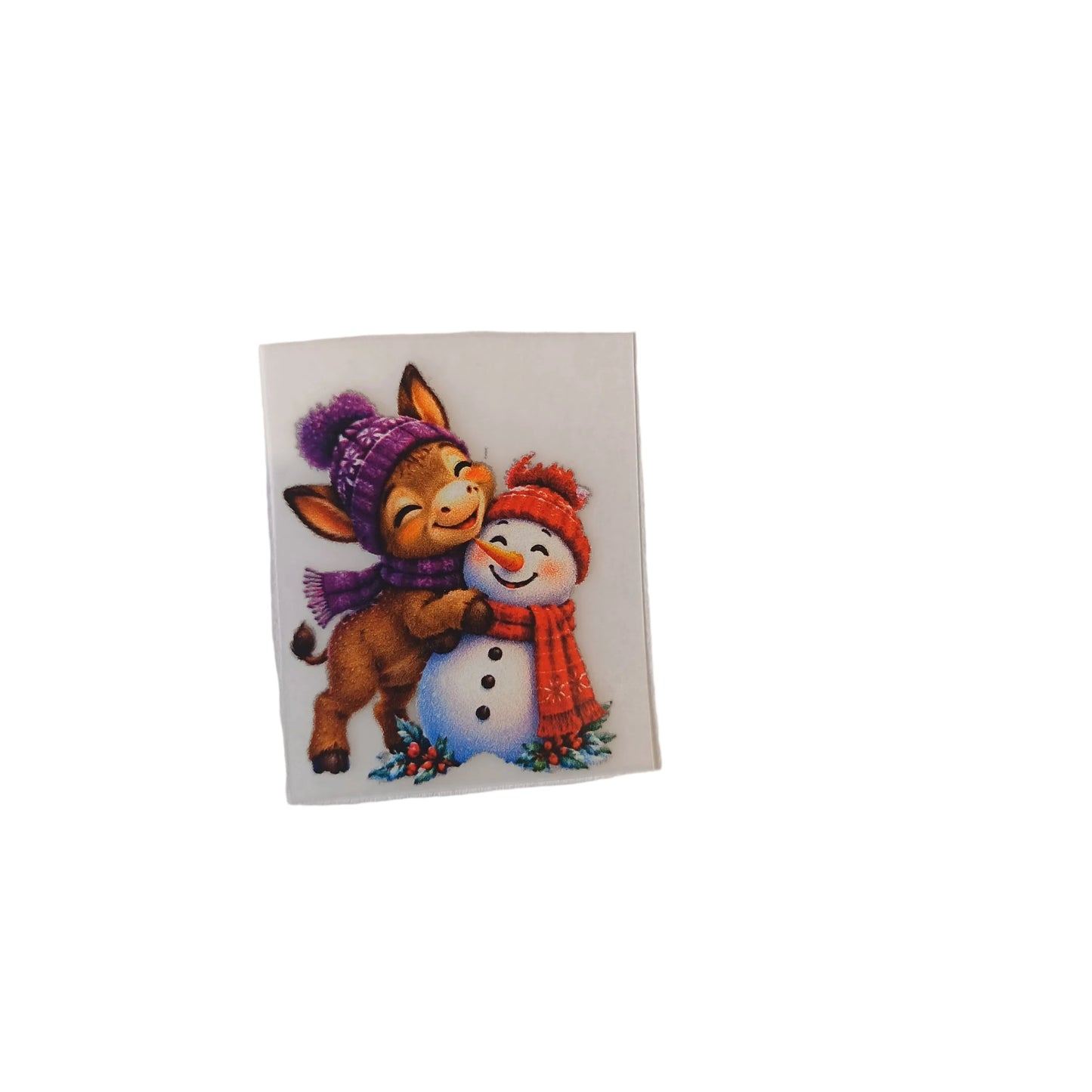 DTF iron on transfers donkey with snowman no 25