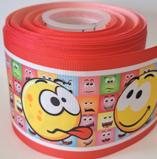 Emoji 3 inch grosgrain ribbon 