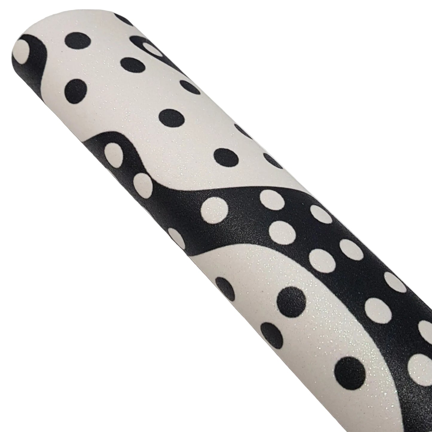 Fine glitter black and white spots and waves