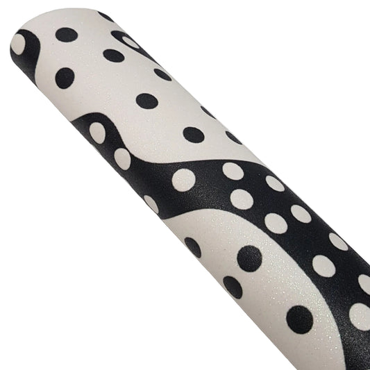 Fine glitter black and white spots and waves