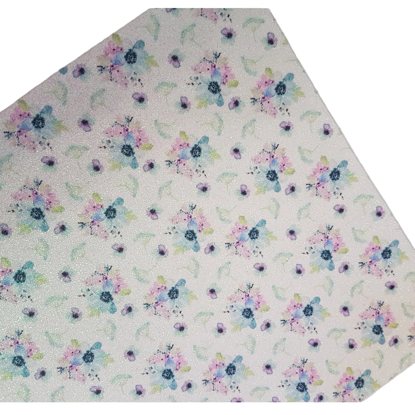 Fine glitter flowers blue 