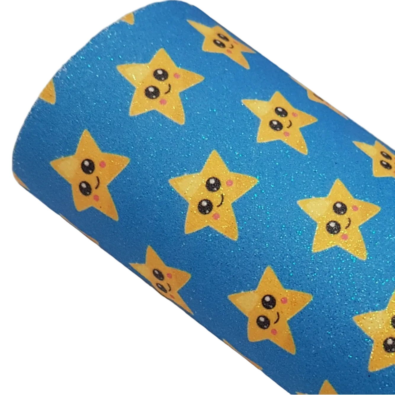 Fine glitter yellow stars on blue background