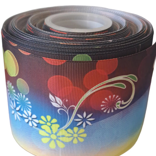 Flower 3 inch grosgrain ribbon brown 