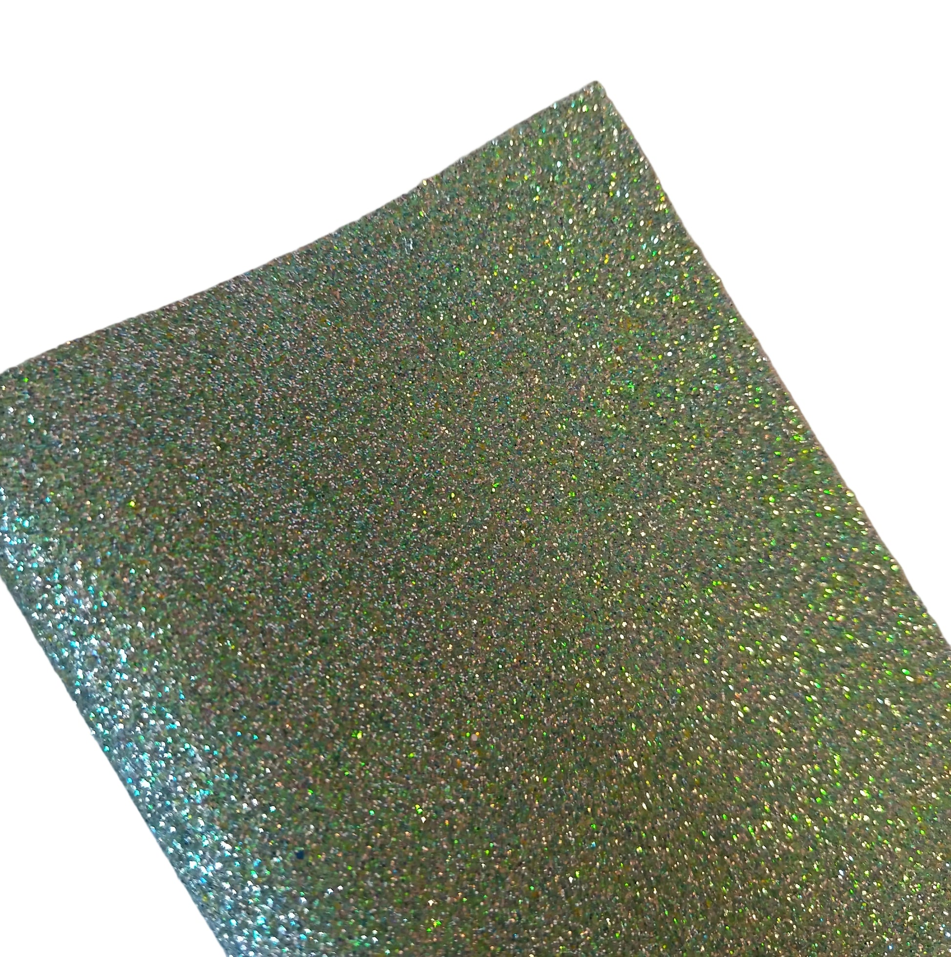 Fine glitter sage colour eith a white backing 