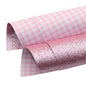 gingham checked and glitter double sided fabric in pink and white colours on a white background