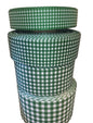gingham ribbon in green checked design on a white background