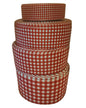 gingham ribbon in red checked design on a white background