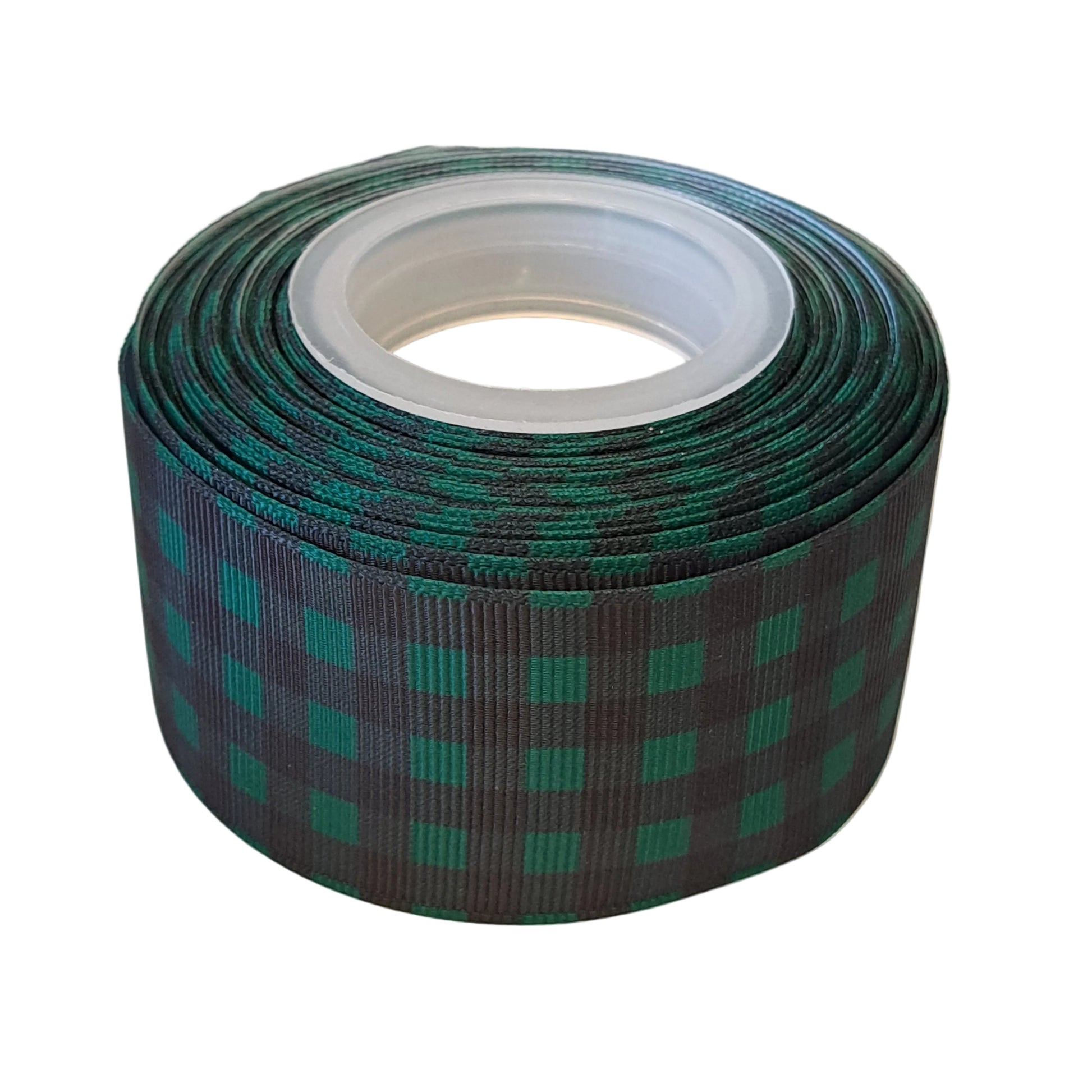 Green checked grosgrain 38mm