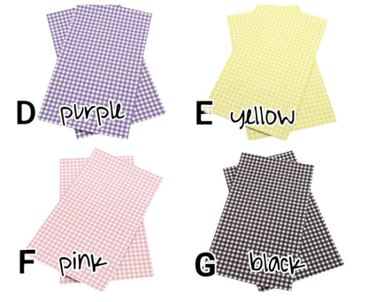 grosgrain ribbon gingham in purple, yellow, pink and black colour on white background