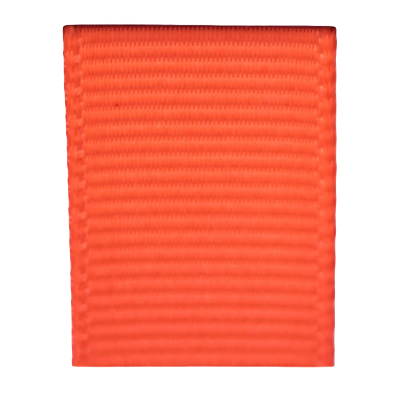 grosgrain ribbon in neon orange colour on white background