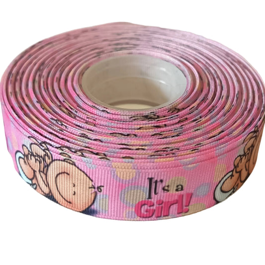 Its a girl 25mm ribbon grosgrain