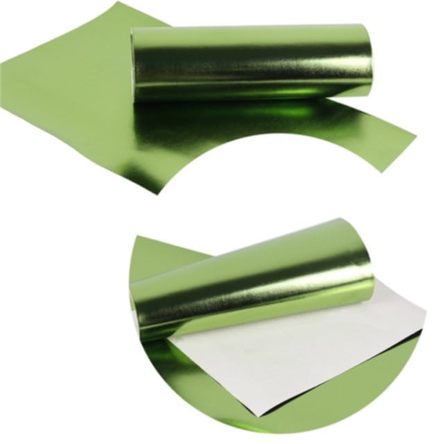 metallic ribbon in green colour on a white background