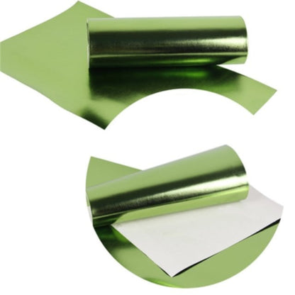 metallic ribbon in green colour on a white background