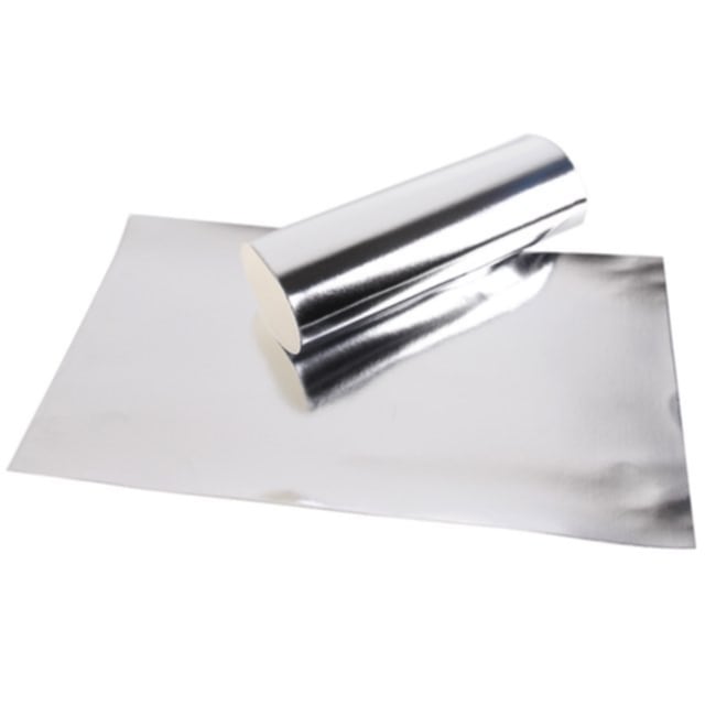 metallic ribbon in silver colour on a white background