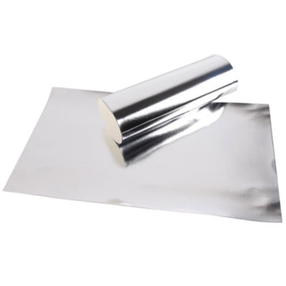 metallic ribbon in silver colour on a white background