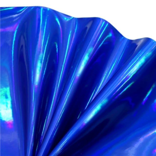 colourful mirrored metallic sheet in blue colour on a white background