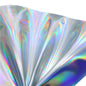 colourful mirrored metallic sheet in iridescent colours on a white background