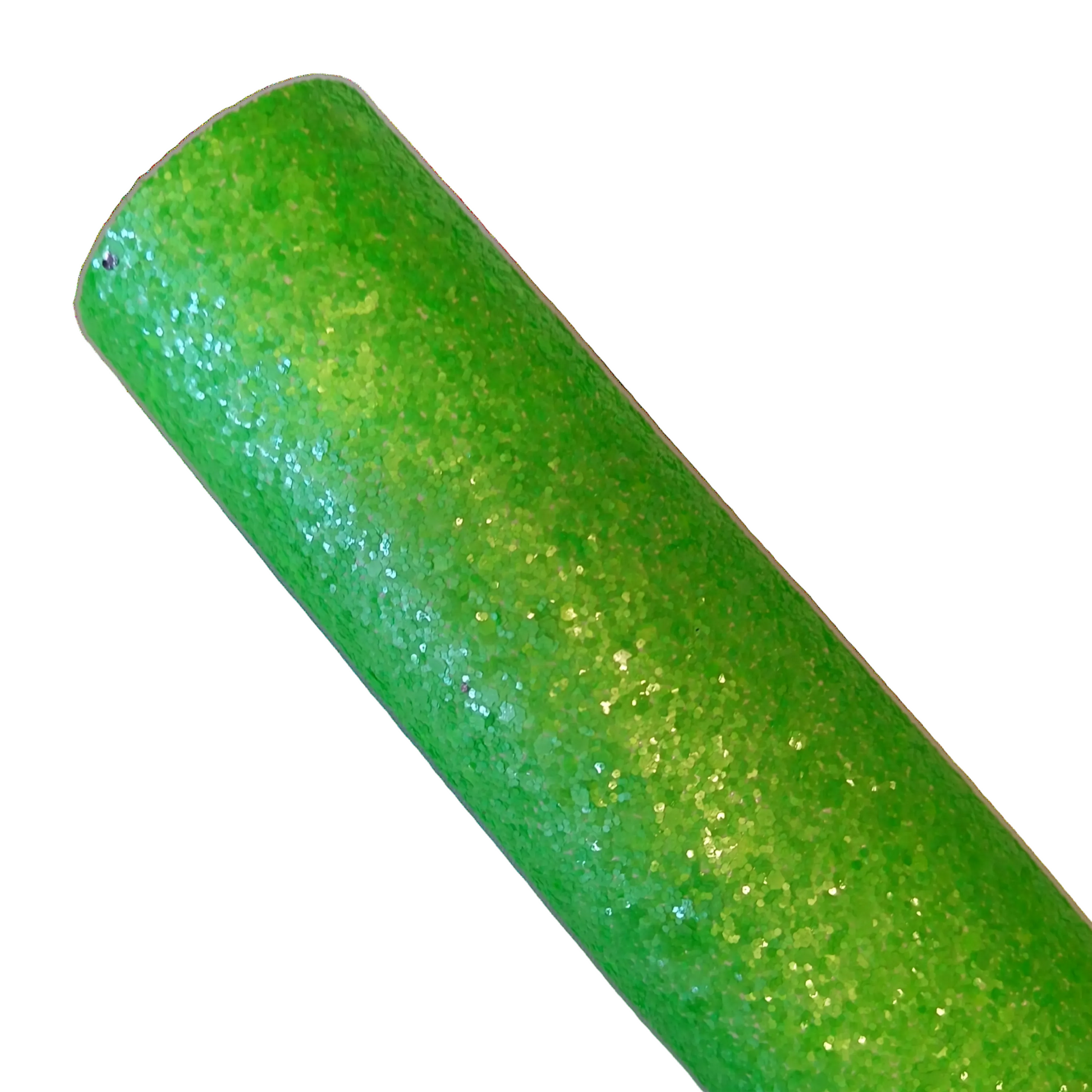 Neon green fine glitter and a white canvas back 