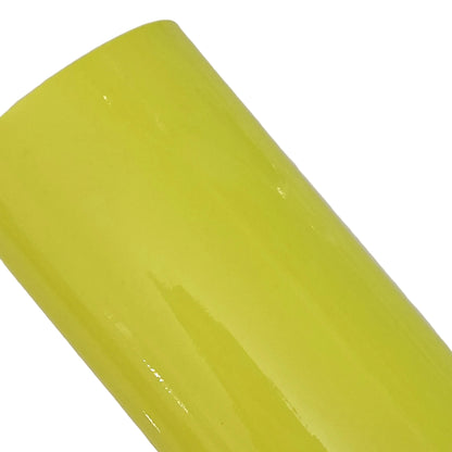 Patent leatherette, neon yellow with smooth glossy finish