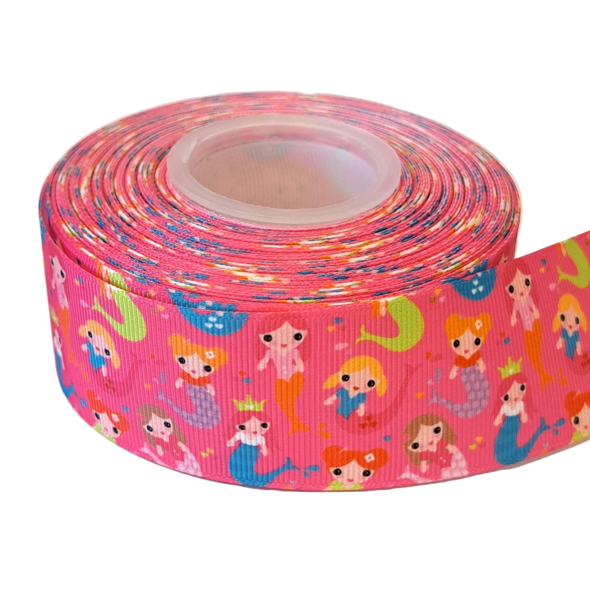 Pink mermaids 38mm grosgrain ribbon