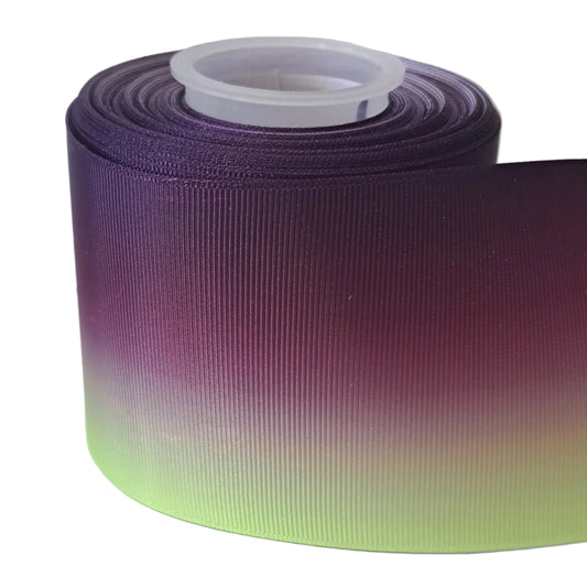 Purple and lime ombre 3 inch grosgrain ribbon 