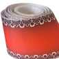Red grosgrain ribbon with lace effect sides 3 inch 75mm 