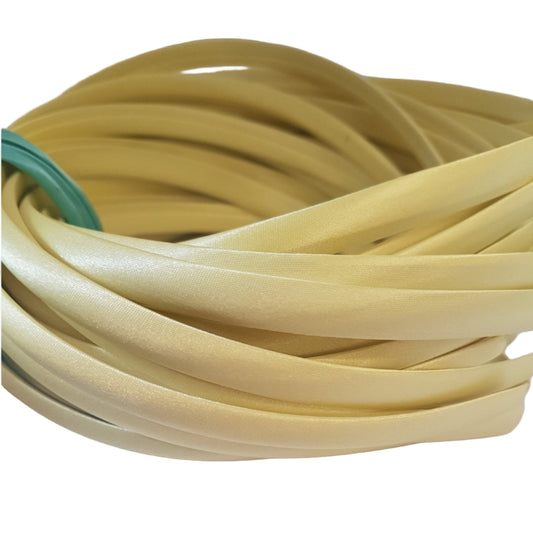 satin headbands in a baby maize colour on a white background