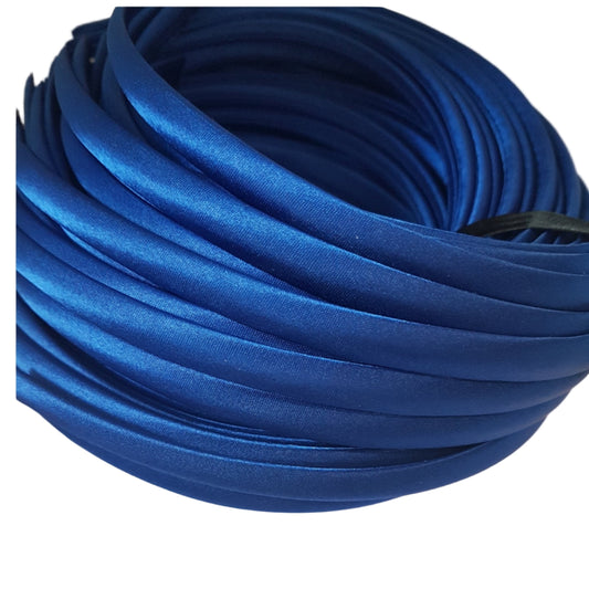 satin headbands in a blue colour on a white background