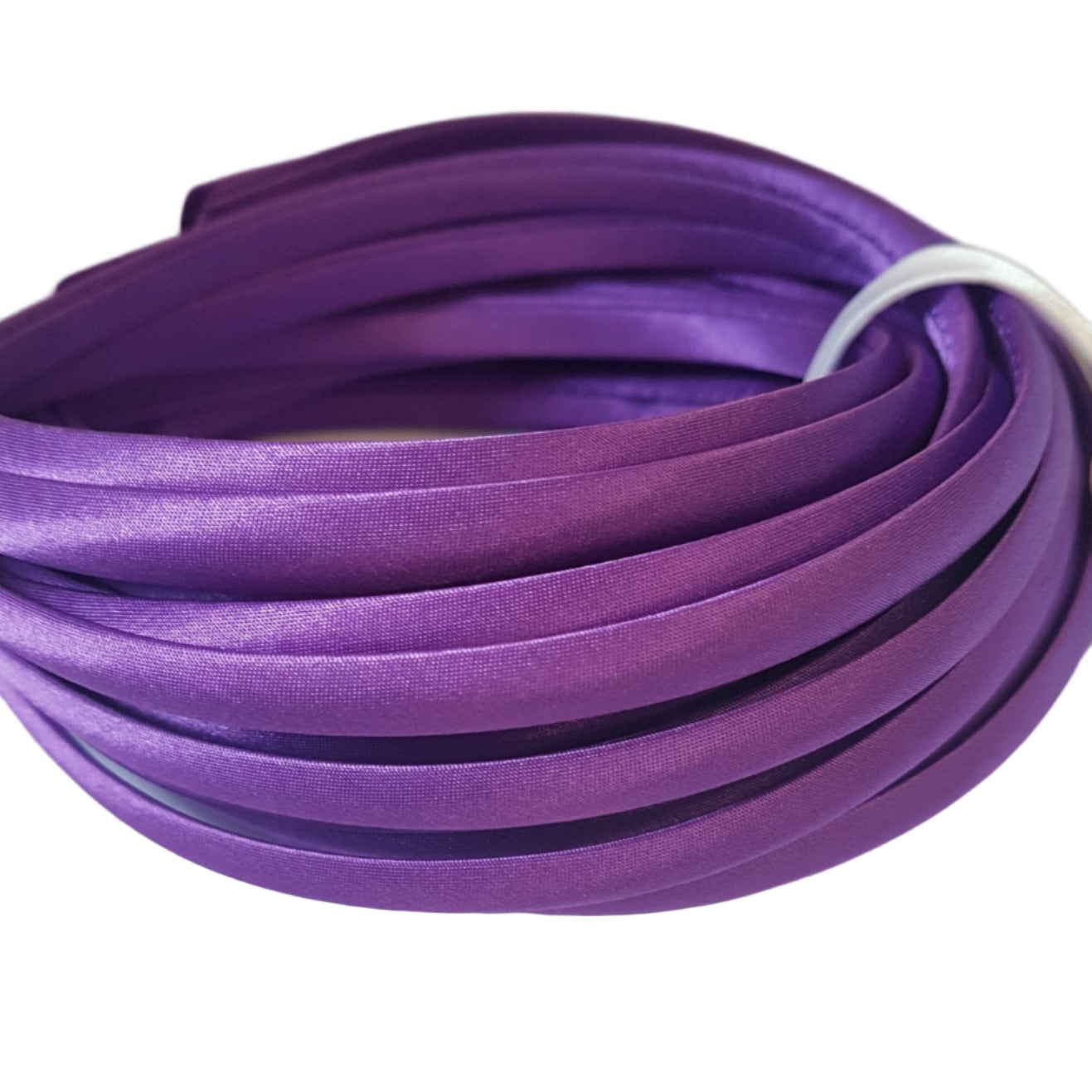 satin headbands in a purple colour on a white background