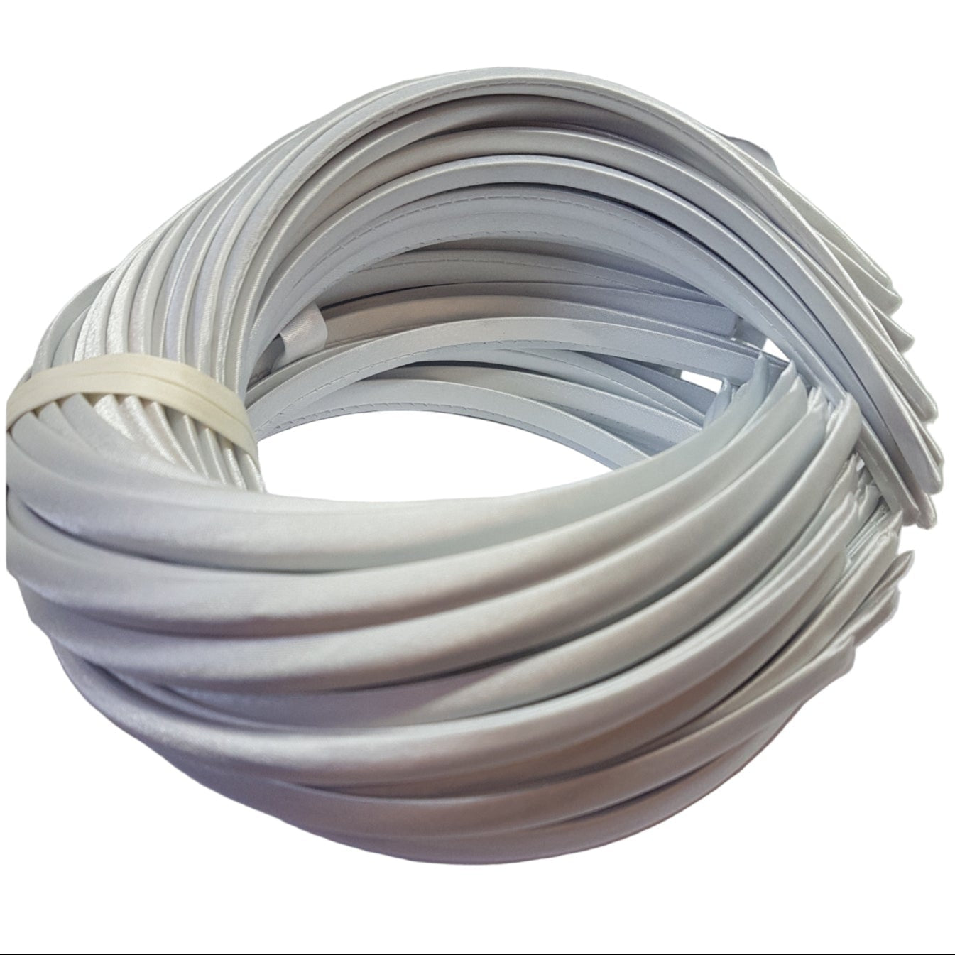 satin headbands in a white colour on a white background