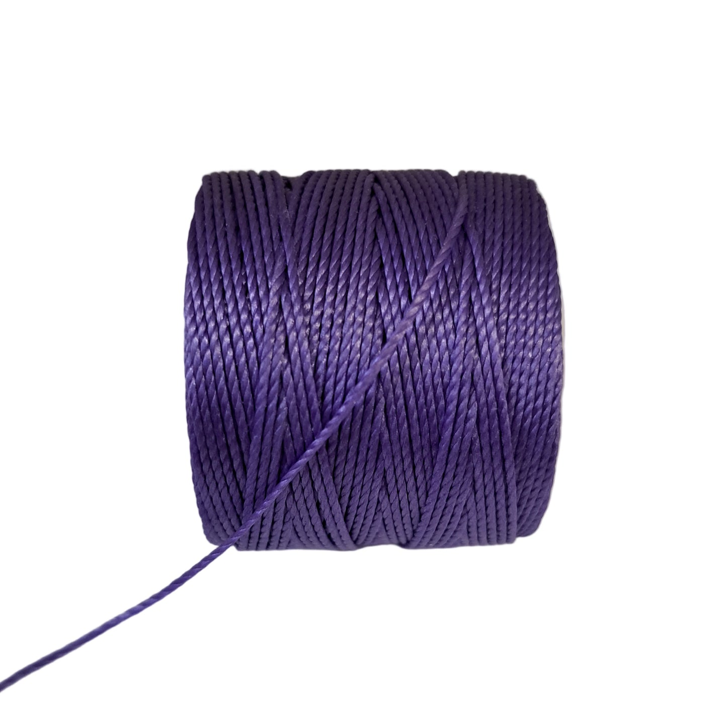 a roll of superlon bead cord in grape on a white background