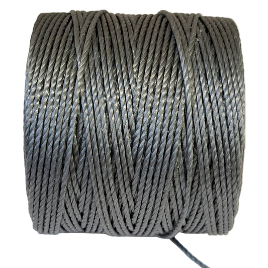 a roll of superlon bead cord in metal grey on a white background