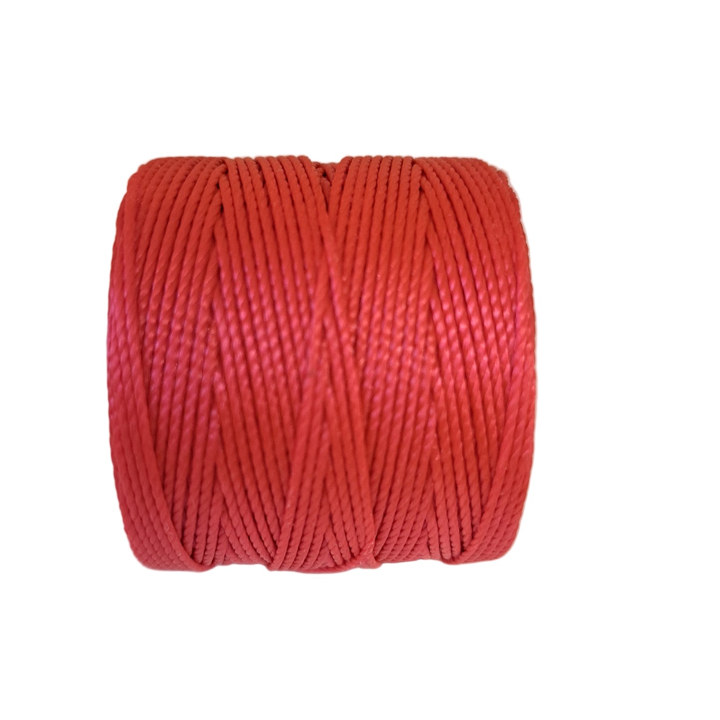 a roll of superlon bead cord in shocking pink on a white background
