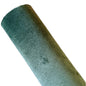 a roll of green forest coloured velvet fabric roll on a white background